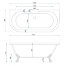 Bañera acrílica Rea Korfu 170x76,5 + sifón + válvula de fondo (REA-W5690)
