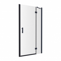 Mamparas de ducha con pared Omnires Manhattan 80x195 cm cristal de seguridad negro (ADC80X-ABLTR)