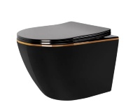 Inodoro Rea Carlo dorado/negro sin borde, asiento de duroplast de caída lenta (REA-C8800)