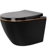 Inodoro Rea Carlo dorado/negro sin borde, asiento de duroplast de caída lenta (REA-C8800)