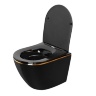 Inodoro Rea Carlo dorado/negro sin borde, asiento de duroplast de caída lenta (REA-C8800)