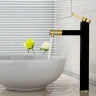 Mezclador de lavabo Rea Smart negro, dorado, alto (REA-B7402)