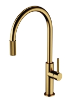 Grifo de cocina Omnires Switch con filtro de agua, dorado cepillado (SW9057-FD1GLB)