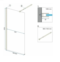 Mampara de ducha Rea Aero 90x195 cristal de seguridad, dorado (REA-K4700)