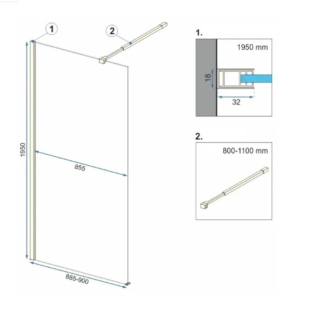 Mampara de ducha Rea Aero 90x195 cristal de seguridad, dorado (REA-K4700)
