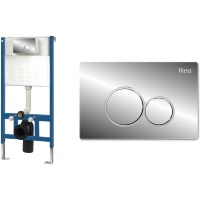 Sistema de instalación Rea para inodoro + pulsador E cromado (REA-E0017)