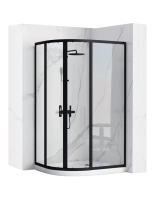 Cabina de ducha Rea Look 80x100x190, cristal de seguridad, transparente, negro (REA-K7900)