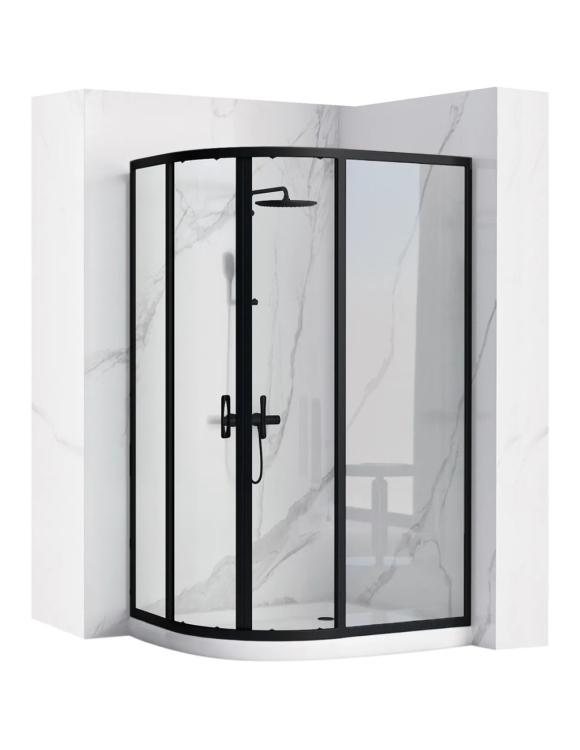 Cabina de ducha Rea Look 80x100x190, cristal de seguridad, transparente, negro (REA-K7900)