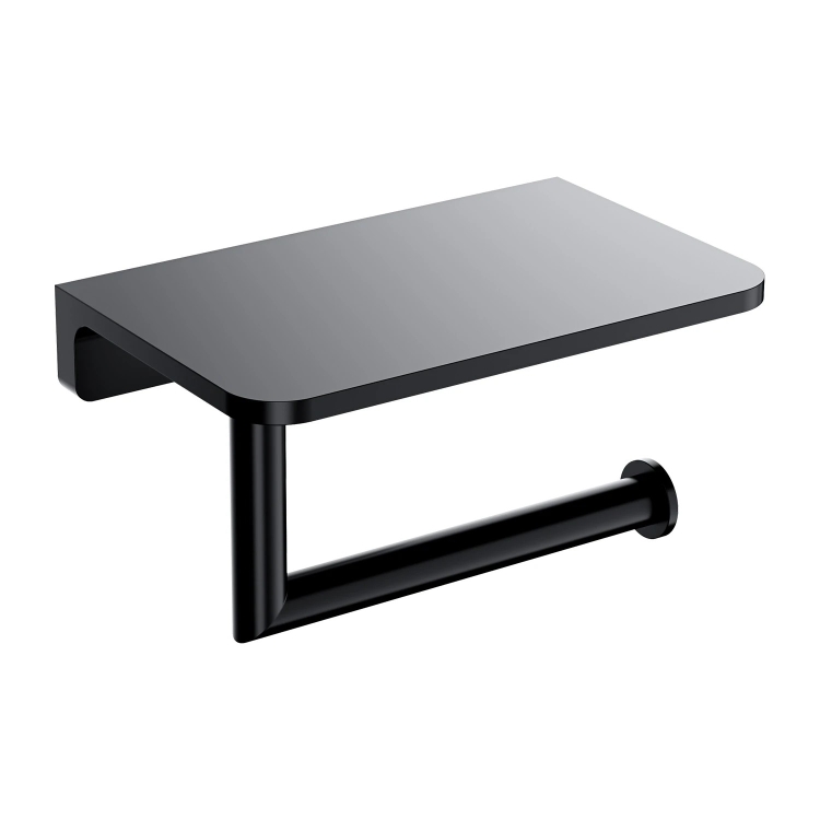 бумагодержатель с полкой Omnires Modern Project matt black (MP60511BL)