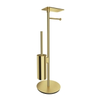 бумагодержатель с полкой и щеткой Omnires Modern Project отдельностоящий, brushed brass (MP60820BSB)