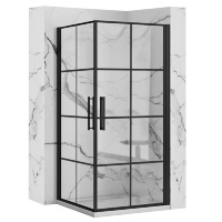 Cabina de ducha Rea Rubik 80x100, cristal de seguridad negro mate transparente (REA-K9232)