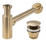 Sifón de lavabo Rea, con tapón clic-clac, oro cepillado (REA-A8586)