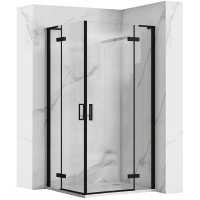 Cabina de ducha Rea Hugo 100x100x200 cristal de seguridad, transparente, negro (REA-K6602)