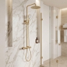 душевая система с изливом Rea Drop с термостатом brushed gold (REA-P9662)