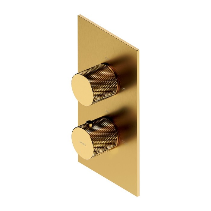 Omnires Contour concealed shower mixer with thermostat, gold brush (CT8036GLB)