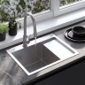 Fregadero de cocina Rea Fin 62x48 con sifón, níquel cepillado (ZLE-06012)