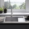 Fregadero de cocina Rea Fin 62x48 con sifón, níquel cepillado (ZLE-06012)