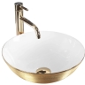 washbasin Rea Stella 35,5x35,5 gold brush/white (REA-U9087)