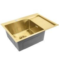 Fregadero de cocina Rea Fin 62x48 con sifón, dorado cepillado (ZLE-06013)