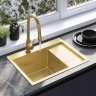 Fregadero de cocina Rea Fin 62x48 con sifón, dorado cepillado (ZLE-06013)