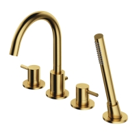 Omnires Y 4-hole brushed brass bath mixer (Y1232BSB)