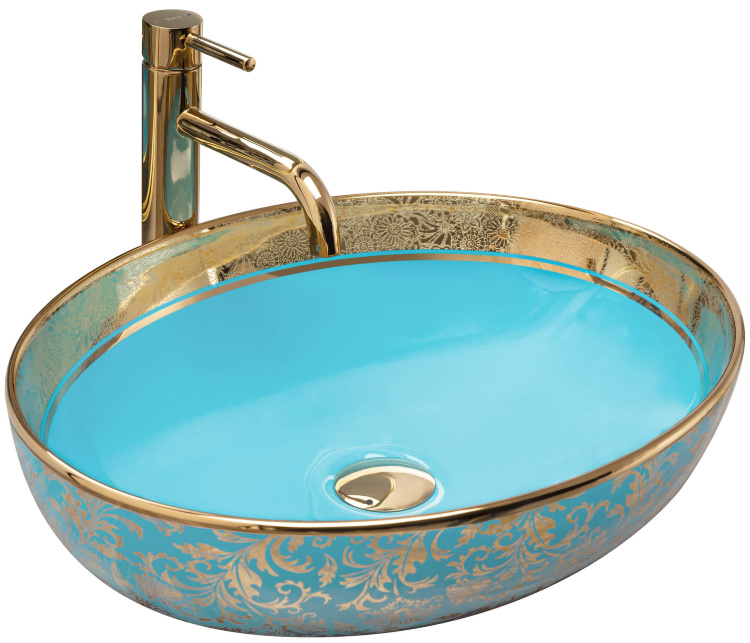 washbasin Rea Margot 52x40 blue/gold (REA-U8709)